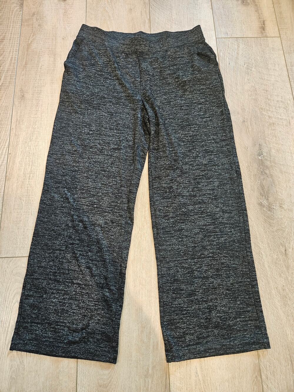 Wide Leg Yoga Lounge Pants Women's L Gray Heather Travel Workout Chico's